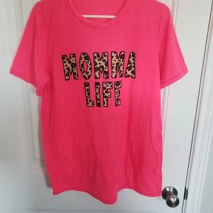 Southern Stitch pink Mama Life cheetah letters size large shirt
